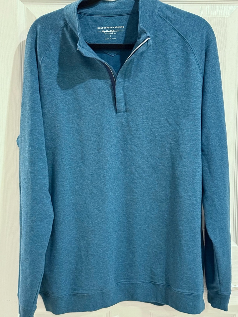 Holderness & Bourne Charles DryLuxe Quarter Zip Heathered Marine Large